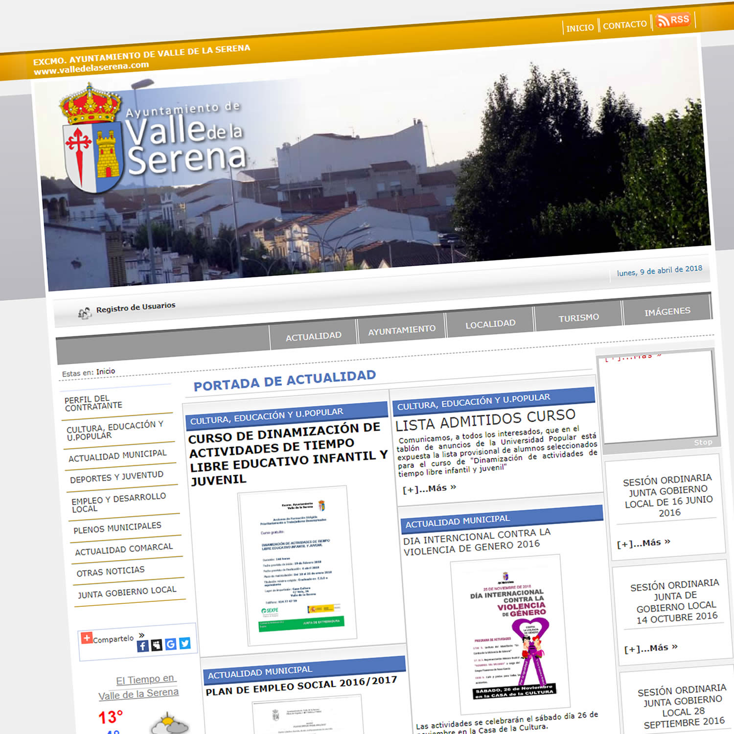 Diseño Web Ayuntamiento del Valle de la Serena